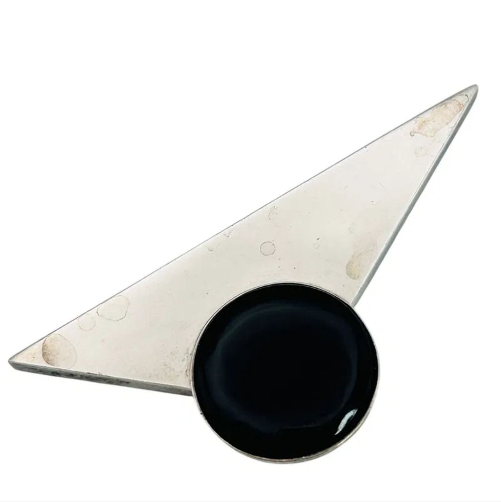 Taxco T2-50 Mexico Modern Brooche Silver and Black‎ Geometric Brooch